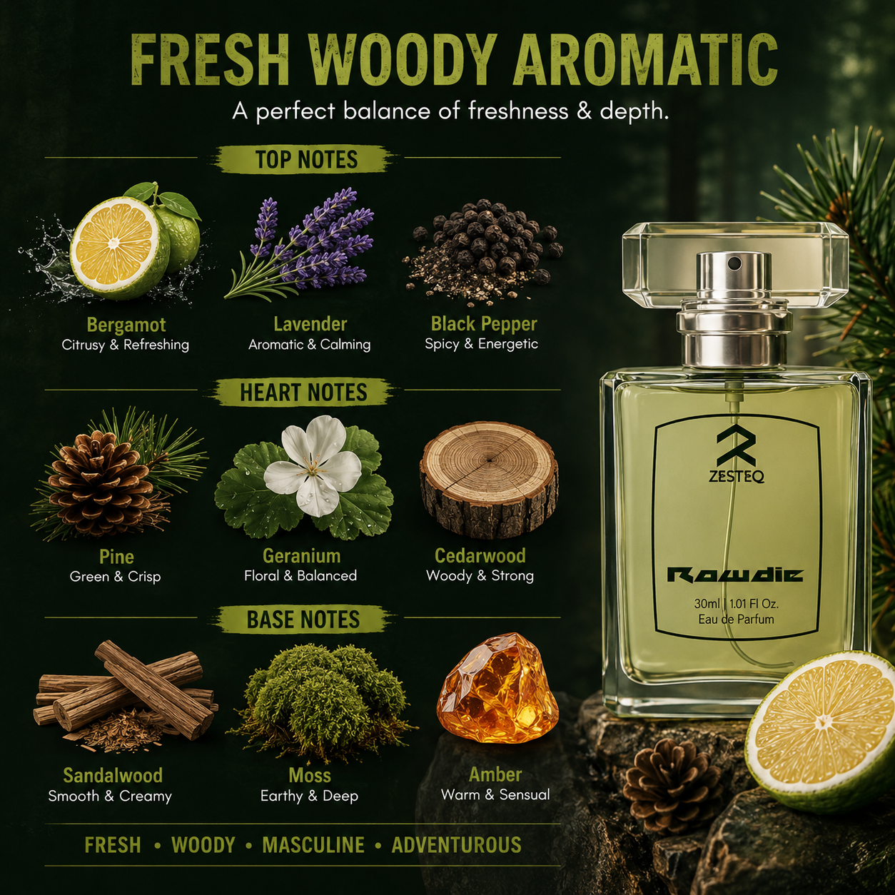 Rowdie Luxury perfume for men branded, Fragrance of smart man