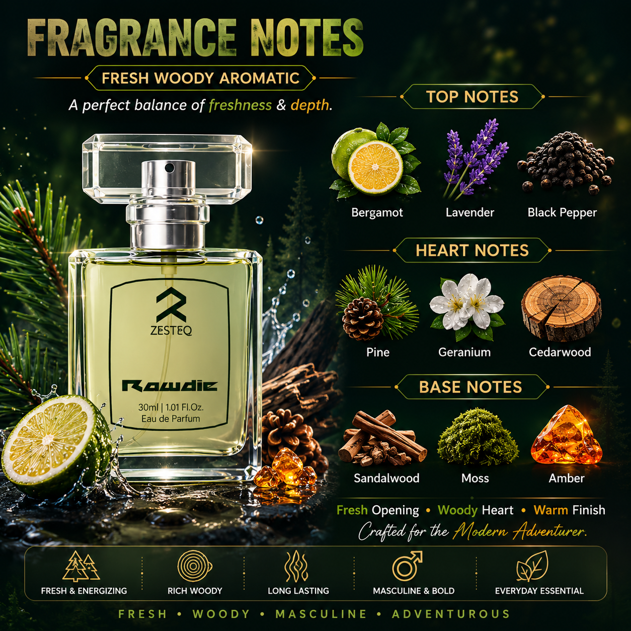 Rowdie Luxury perfume for men branded, Fragrance of smart man