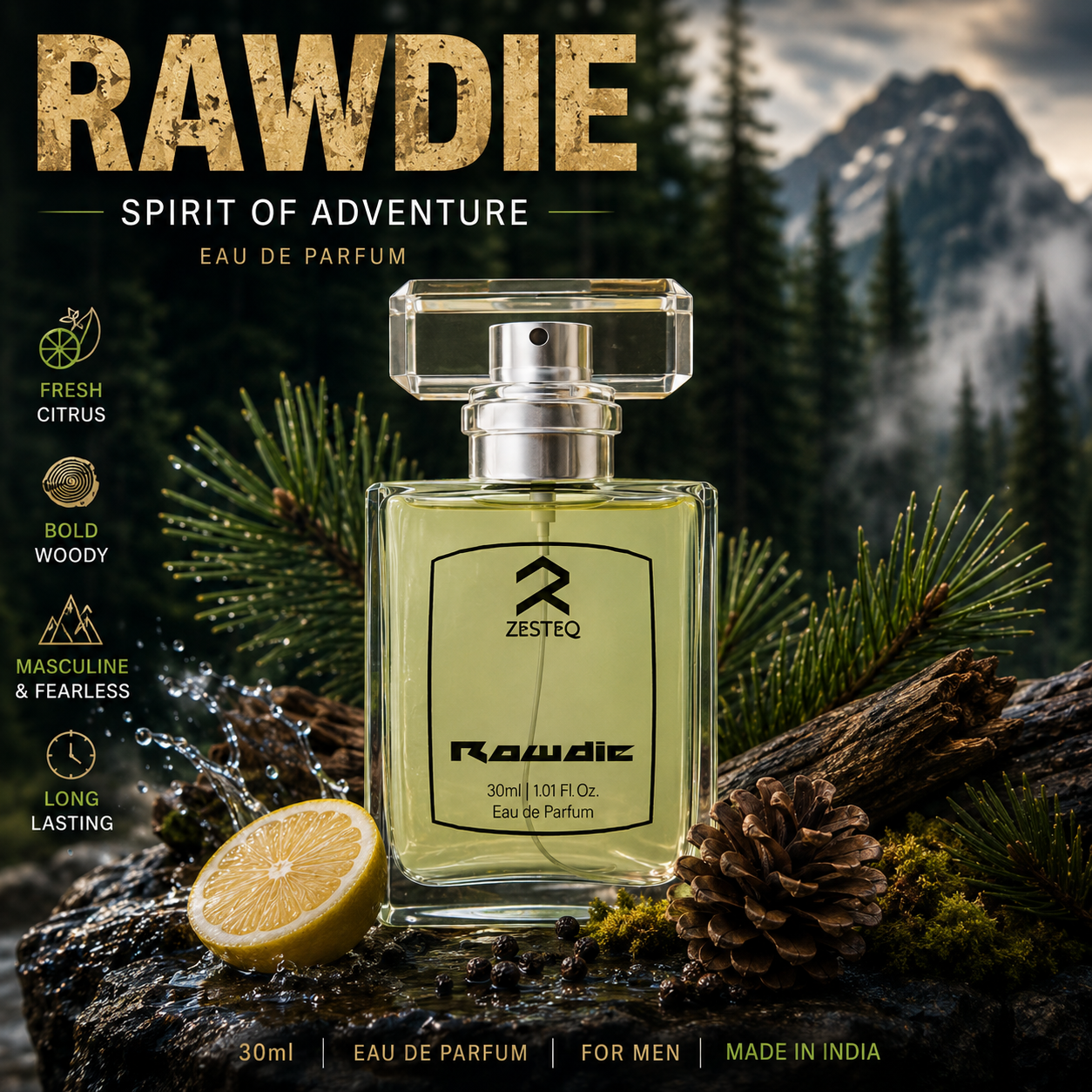 Rowdie Luxury perfume for men branded, Fragrance of smart man