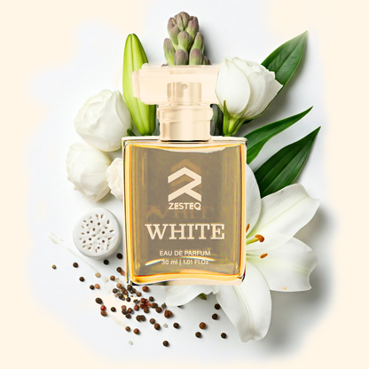 Zesteq White Eau De Parfum (30 ml) | Clean &amp; Refreshing Fragrance | Subtle &amp; Timeless | Unisex Luxury Perfume