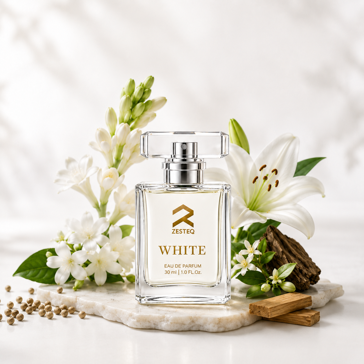 Zesteq White Eau De Parfum (30 ml) | Clean &amp; Refreshing Fragrance | Subtle &amp; Timeless | Unisex Luxury Perfume