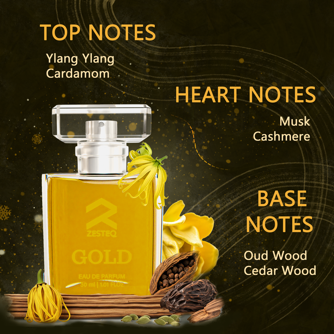 Zesteq Gold Eau De Parfum (30 ml)| Radiant &amp; Opulent Fragrance | A Touch of Luxury | Unisex