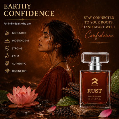 Zesteq Perfume Rust EDP (30 ml) | Earthy &amp; Warm Fragrance | Unique &amp; Grounding | Unisex Branded Perfume for Men and Women