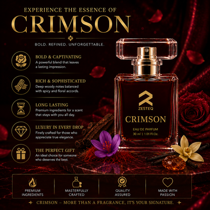 Zesteq Perfume Crimson EDP(30 ml) | Passionate &amp; Vibrant Fragrance | Captivating &amp; Long-Lasting |Perfume for Women long lasting