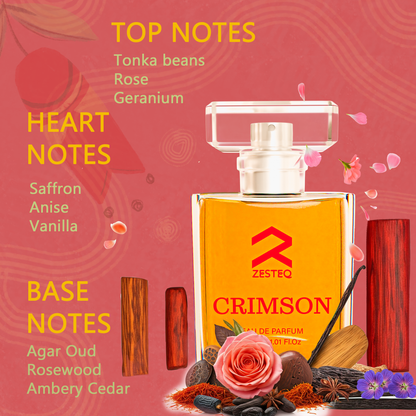 Zesteq Perfume Crimson EDP(30 ml) | Passionate &amp; Vibrant Fragrance | Captivating &amp; Long-Lasting |Perfume for Women long lasting