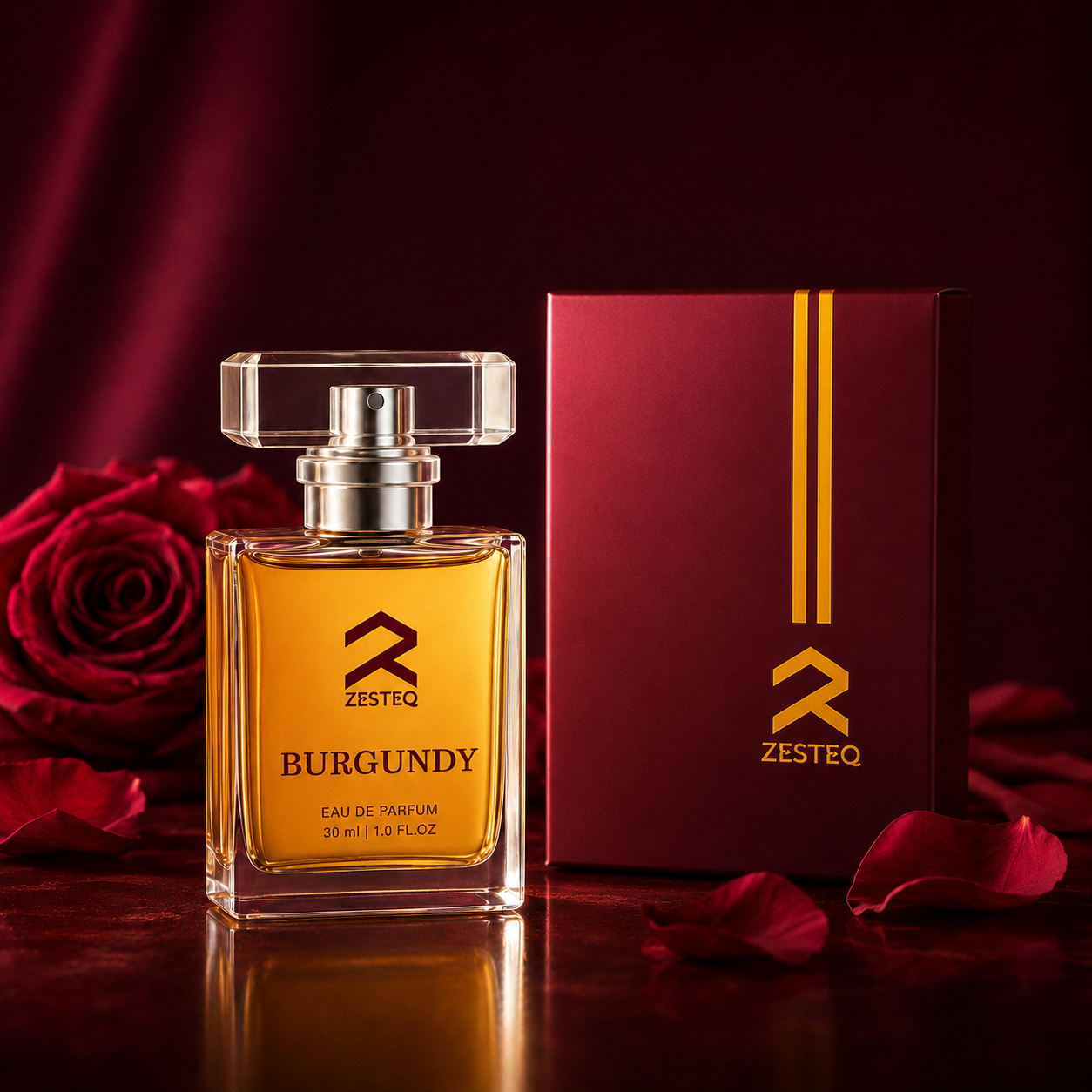 Zesteq Burgundy Eau De Parfum (30 ml) | Sensual &amp; Sophisticated Fragrance | Perfect for Evening Wear |Luxury Perfumes for Women