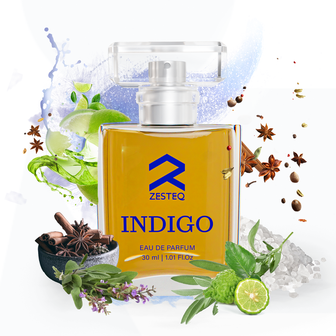 Zesteq Indigo Eau De Parfum (30 ml) | Mysterious &amp; Alluring Fragrance | Bold &amp; Distinctive | Luxury Perfume for Men