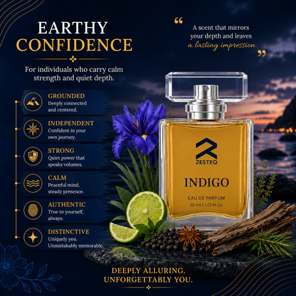 Zesteq Indigo Eau De Parfum (30 ml) | Mysterious &amp; Alluring Fragrance | Bold &amp; Distinctive | Luxury Perfume for Men