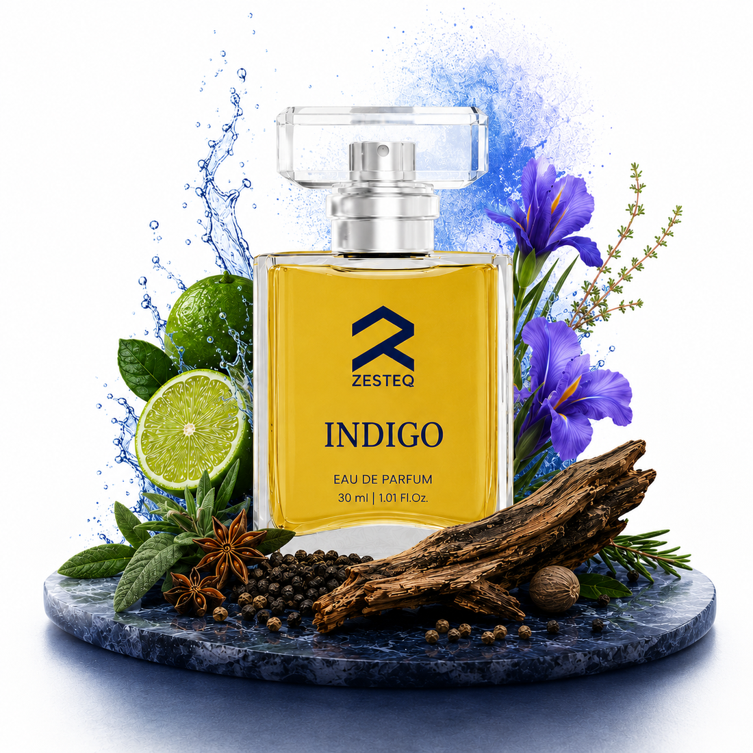 Zesteq Indigo Eau De Parfum (30 ml) | Mysterious &amp; Alluring Fragrance | Bold &amp; Distinctive | Luxury Perfume for Men
