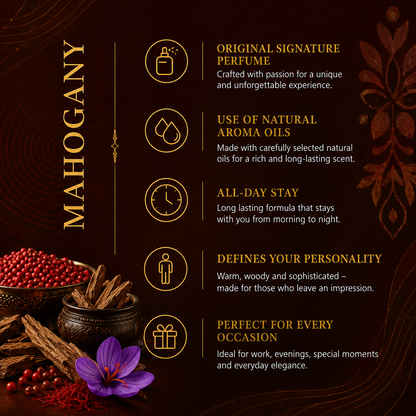 Zesteq Mahogany Eau De Parfum (30 ml) | Warm &amp; Woody Fragrance | Rich &amp; Inviting | Perfume for Men long lasting smell Mahogany