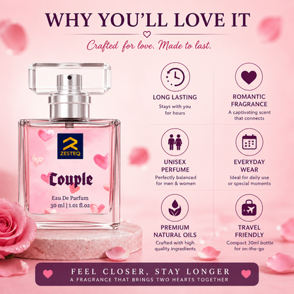 Zesteq Couple Eau de Parfum (30 ml)| Pheromone based mood enhancing perfume Unisex
