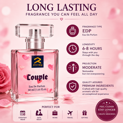 Zesteq Couple Eau de Parfum (30 ml)| Pheromone based mood enhancing perfume Unisex