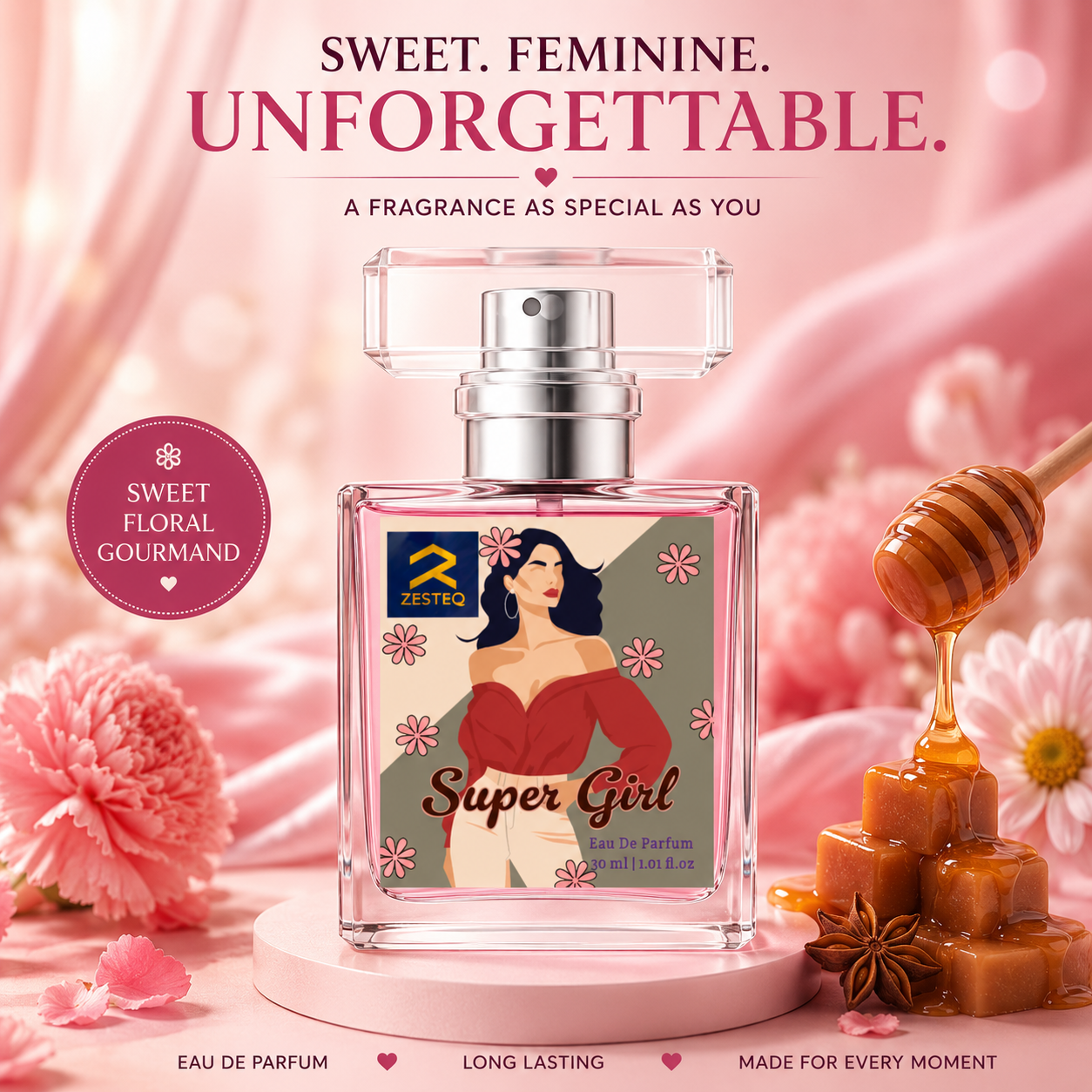 Zesteq Super Girl Eau de Parfum (30 ml ) | Sweet &amp; Innocent Perfume for Women
