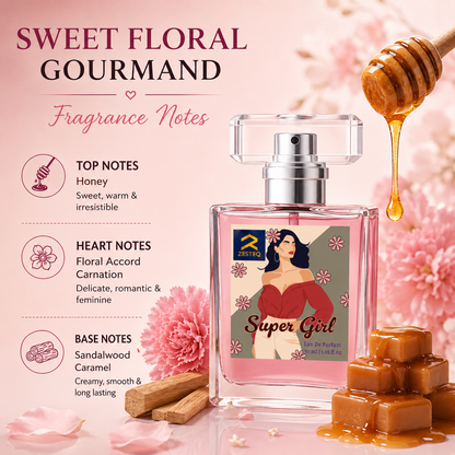 Zesteq Super Girl Eau de Parfum (30 ml ) | Sweet &amp; Innocent Perfume for Women