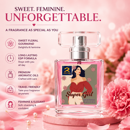Zesteq Super Girl Eau de Parfum (30 ml ) | Sweet &amp; Innocent Perfume for Women