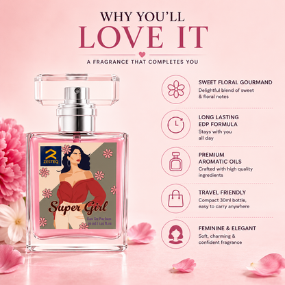 Zesteq Super Girl Eau de Parfum (30 ml ) | Sweet &amp; Innocent Perfume for Women