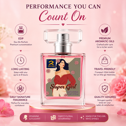 Zesteq Super Girl Eau de Parfum (30 ml ) | Sweet &amp; Innocent Perfume for Women