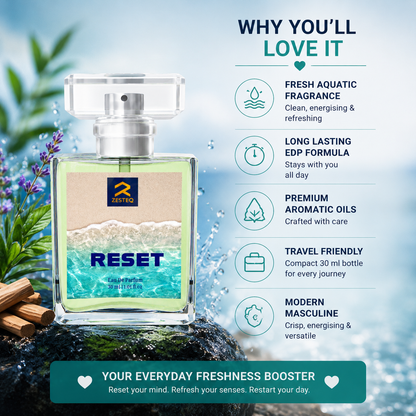 Zesteq Reset Eau de parfum (30 ml) | Energising &amp; Refreshing Perfume for Men