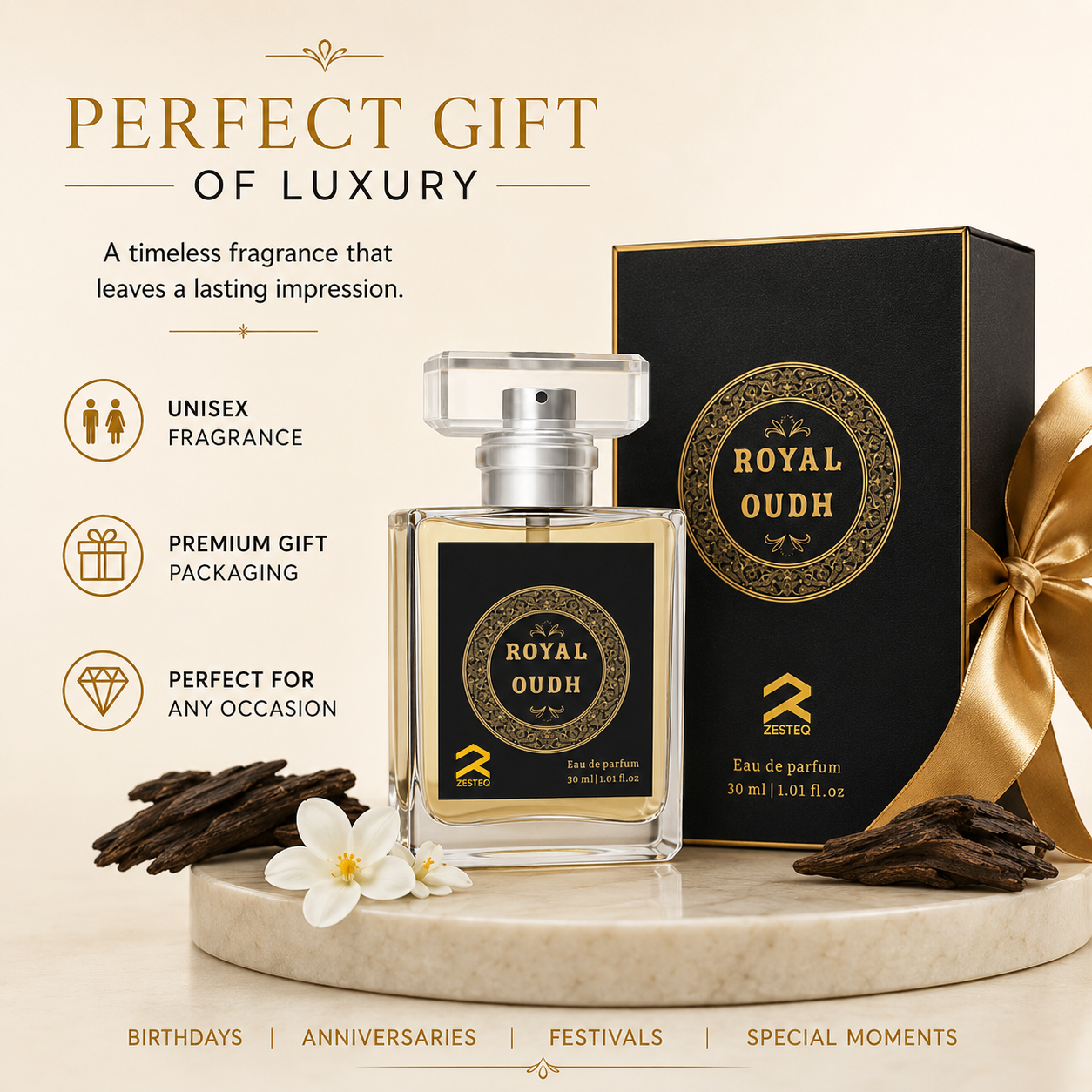 Zesteq Royal Oudh Eau de parfum ( 30 ml) Unisex Perfume for Elegance &amp; Royal Experience