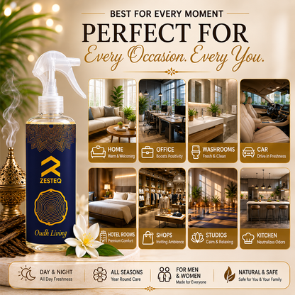 Zesteq Oudh Living Room Freshener for House, Office, Washrooms, Car, Made up of premium natural oils (500 ml)