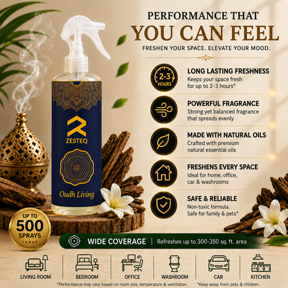 Zesteq Oudh Living Room Freshener for House, Office, Washrooms, Car, Made up of premium natural oils (500 ml)
