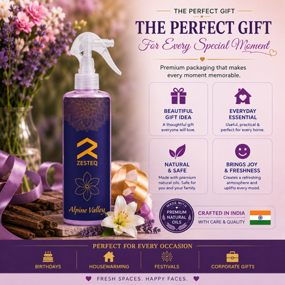Zesteq Alpine valley Air Freshener for Home, Office, Washrooms, Car, Made up of premium natural oils (500 ml)