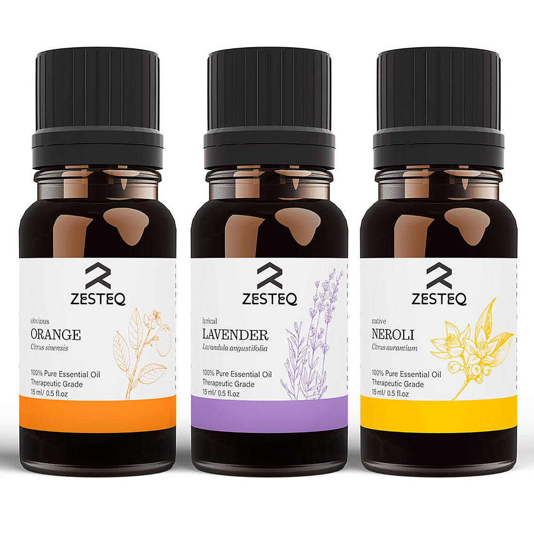 Essential oil for Skin (Set of 3) Orange Essential oil + Lavender Essential oil +  Neroli Essential oil (3 packs of 15 ml)